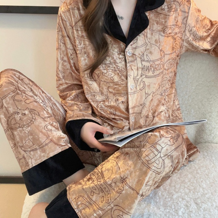 Large yard thermal thick Casual pajamas a set for women