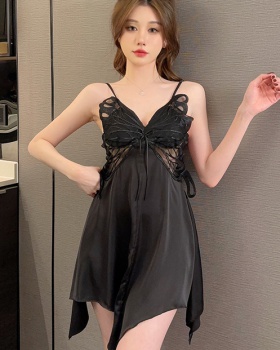 Sling with chest pad lace night dress for women