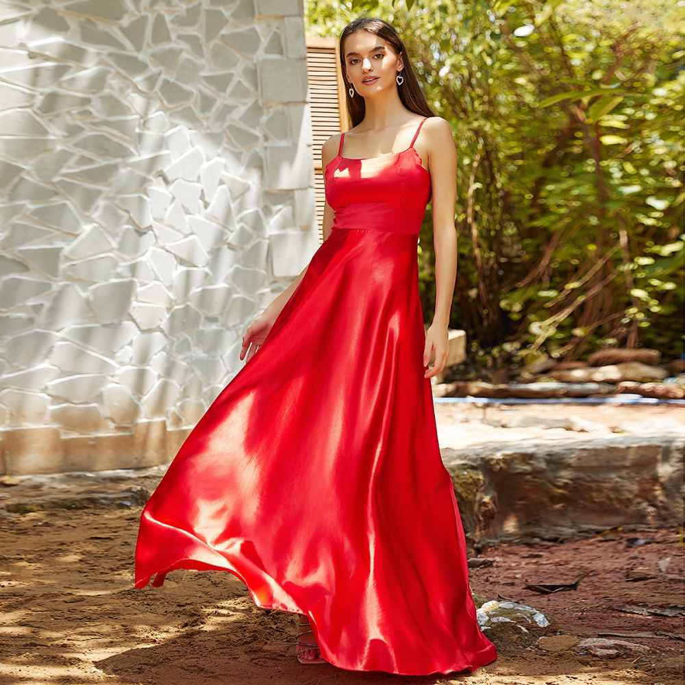 Halter sling red formal dress sexy big skirt dress for women