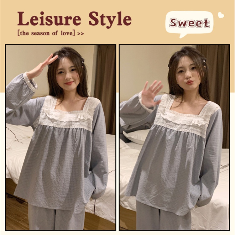 Lace long pants lovely pajamas a set for women