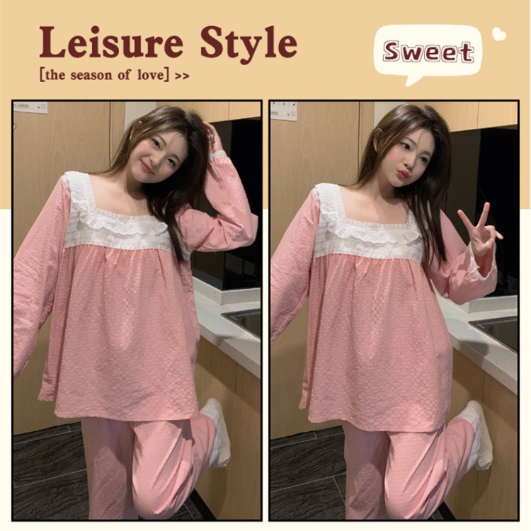 Lace long pants lovely pajamas a set for women