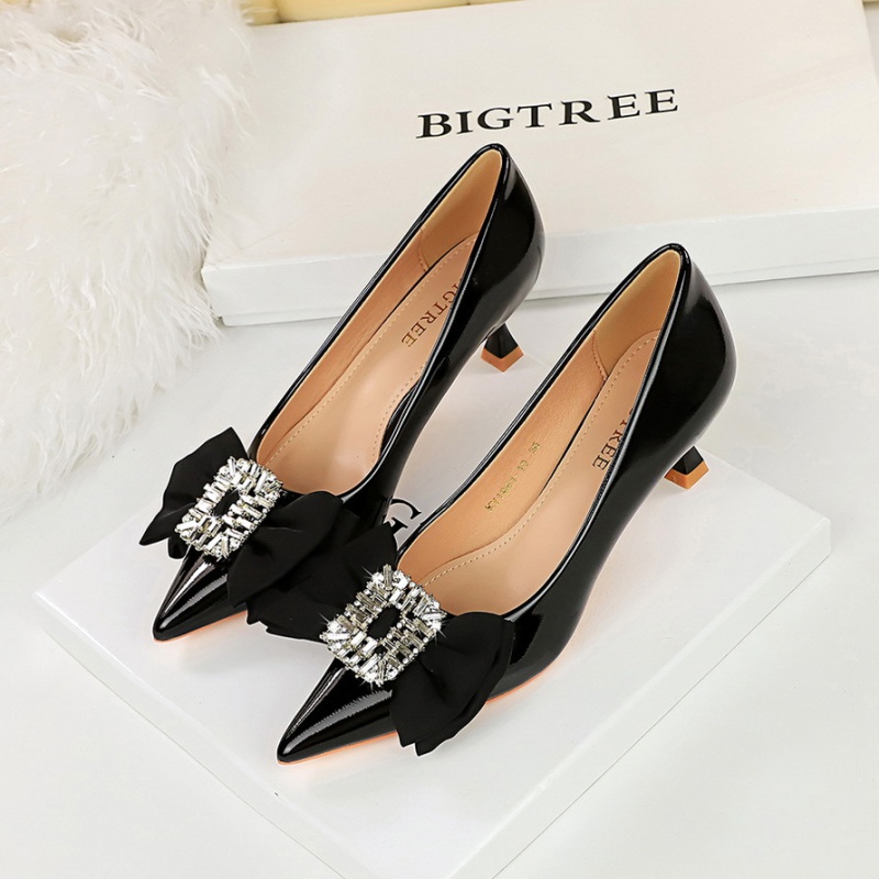 Light luxury fashion bow middle-heel shoes for women