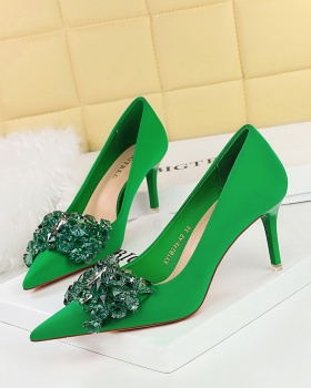 Banquet low high-heeled shoes satin shoes for women