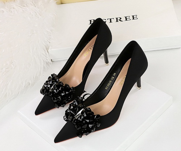 Banquet low high-heeled shoes satin shoes for women