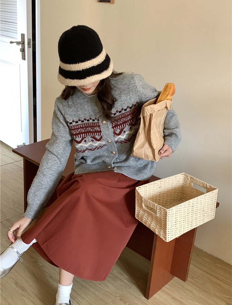 All-match plaid lazy sweater retro autumn and winter tops