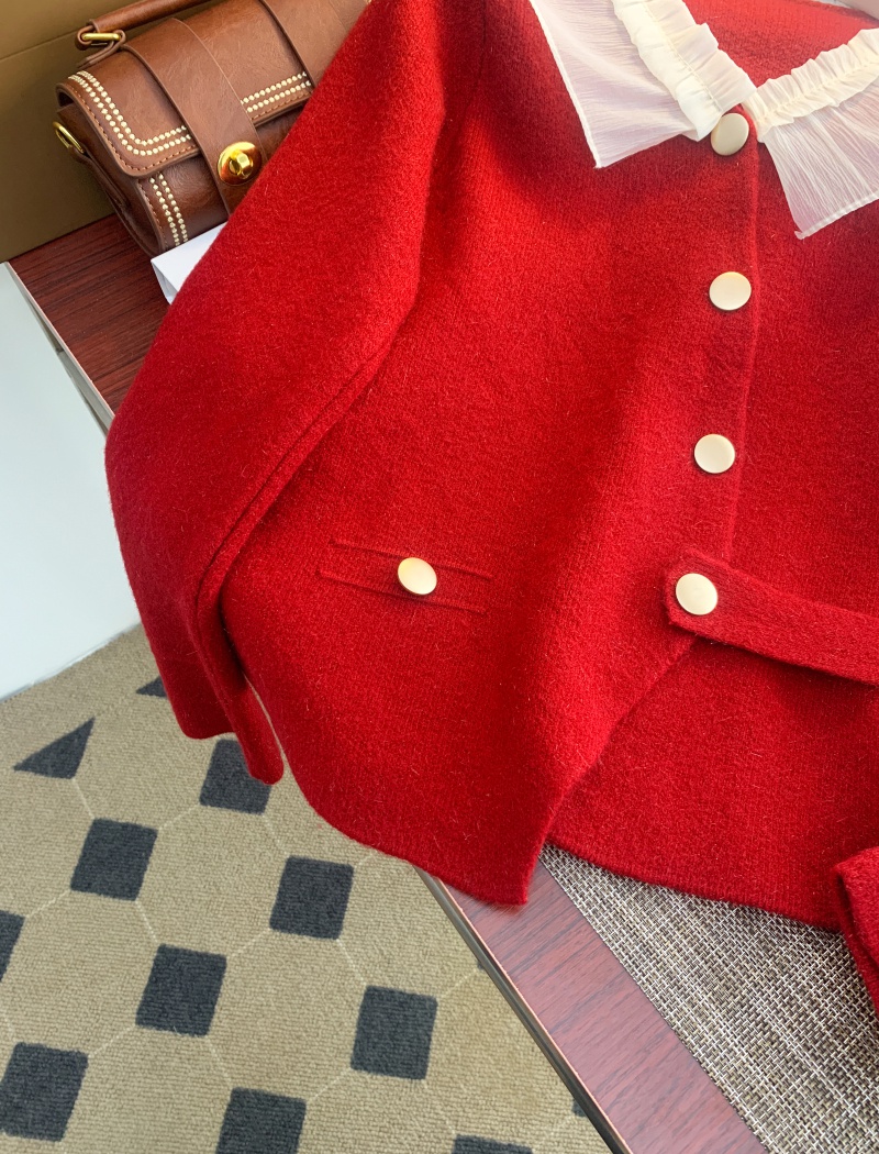 Wood ear sweet sweater red tops for women