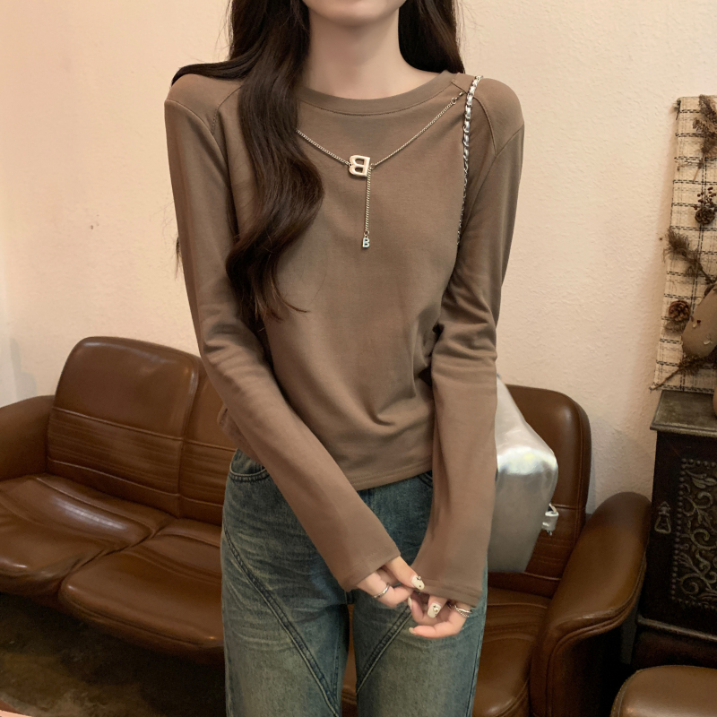 Personality chain tops round neck T-shirt for women
