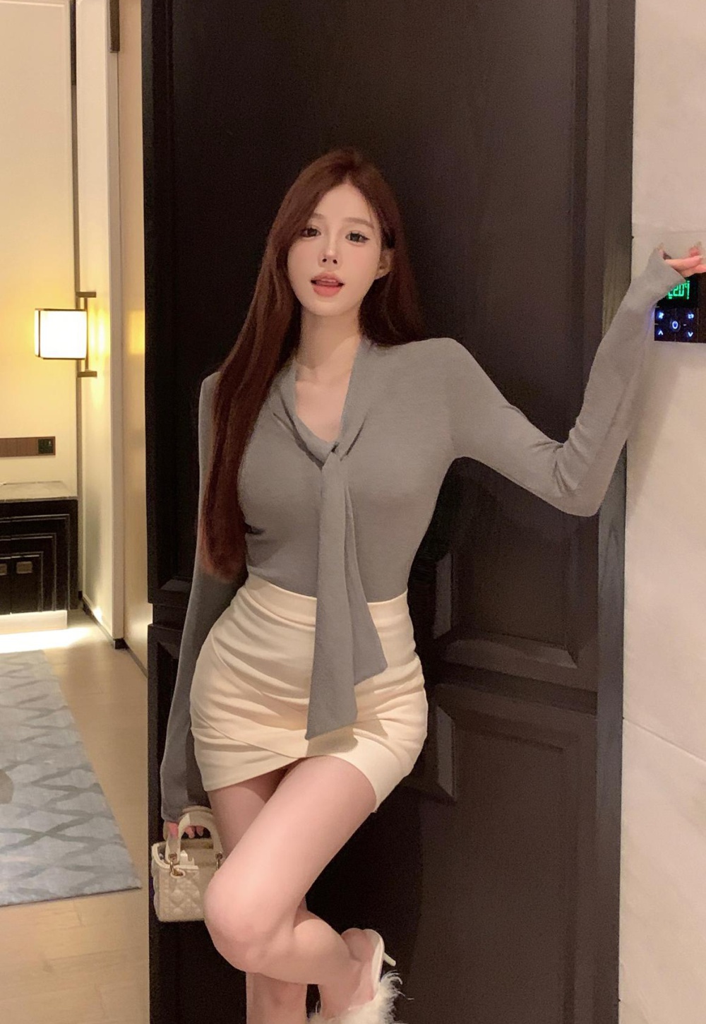 Unique collar tops slim bottoming shirt