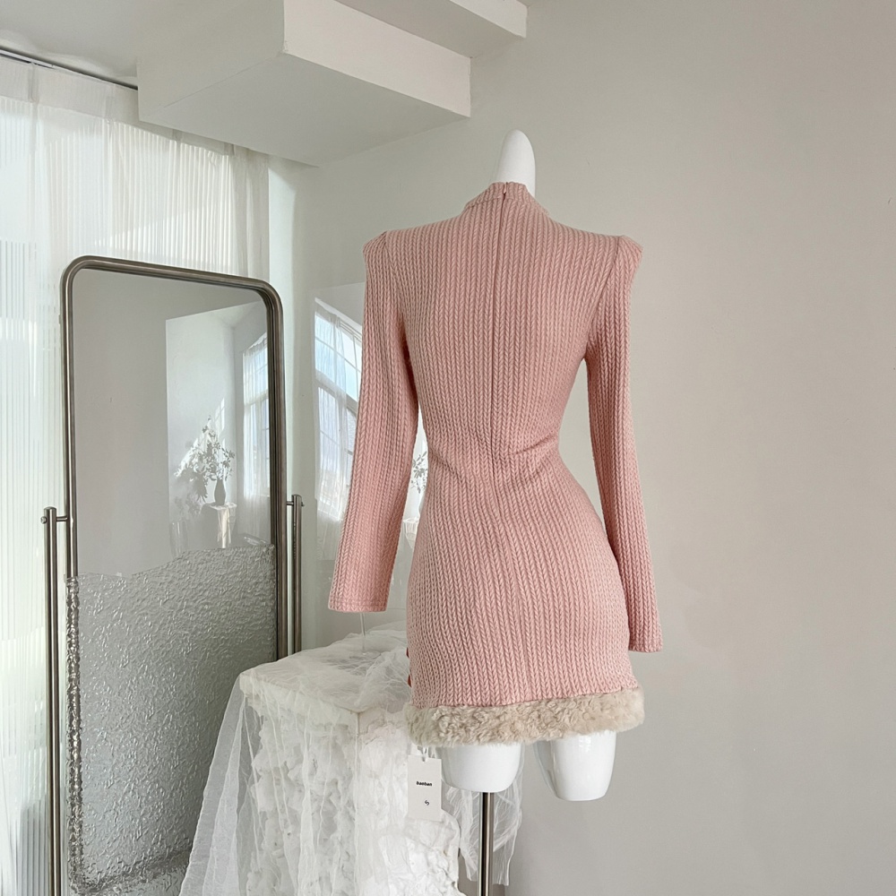 Knitted slim long sleeve maiden enticement dress