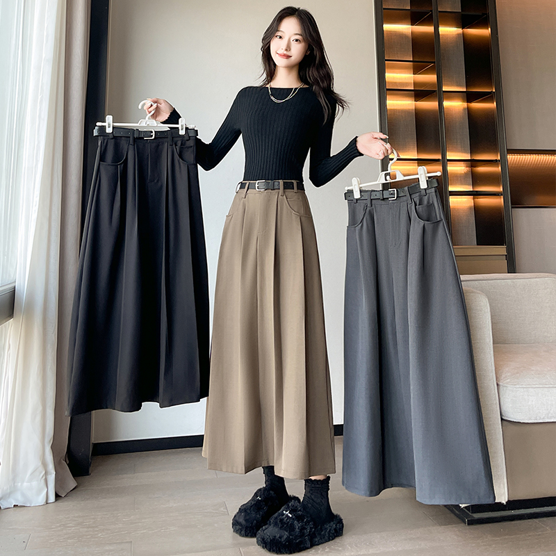 Gray big skirt business suit A-line skirt for women