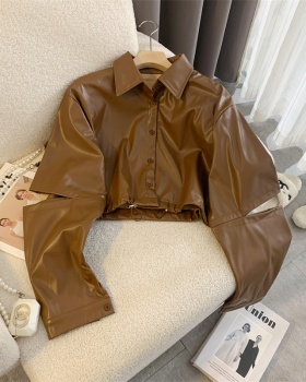 Locomotive spring jacket short leather coat for women