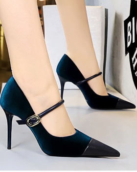 Pointed low high-heeled shoes fine-root banquet shoes