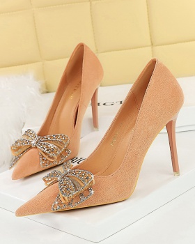 Bow low high-heeled shoes Korean style shoes for women