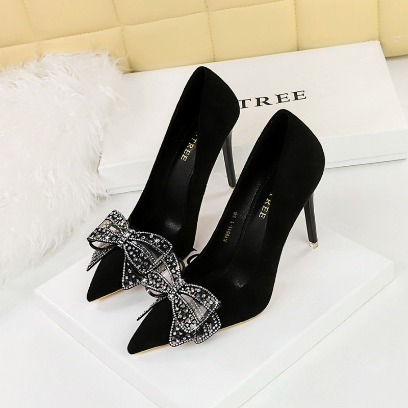 Bow low high-heeled shoes Korean style shoes for women