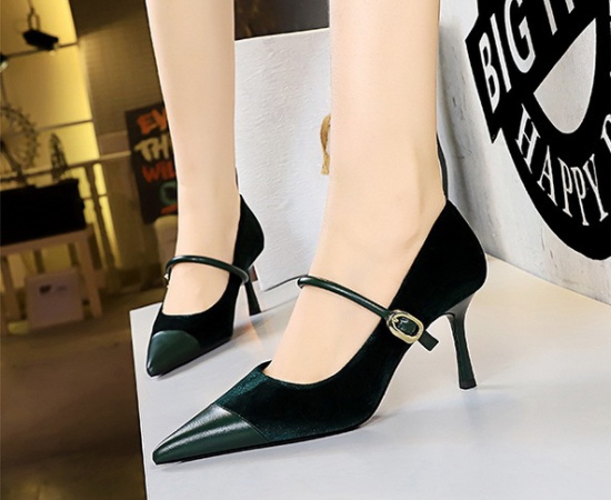 Korean style pointed fine-root banquet shoes for women