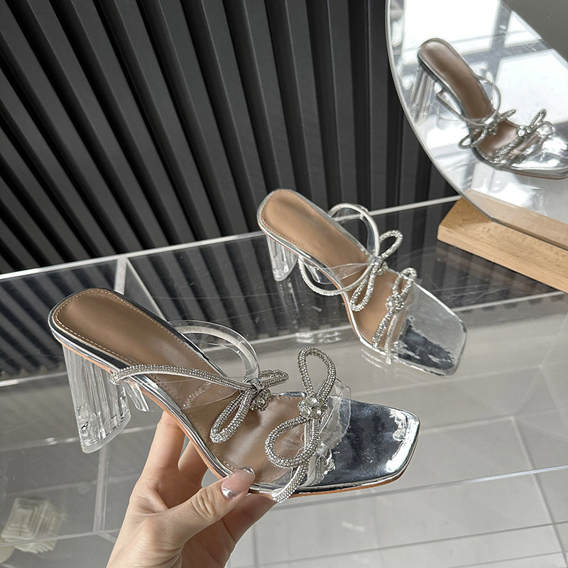 Transparent slippers high-heeled shoes for women