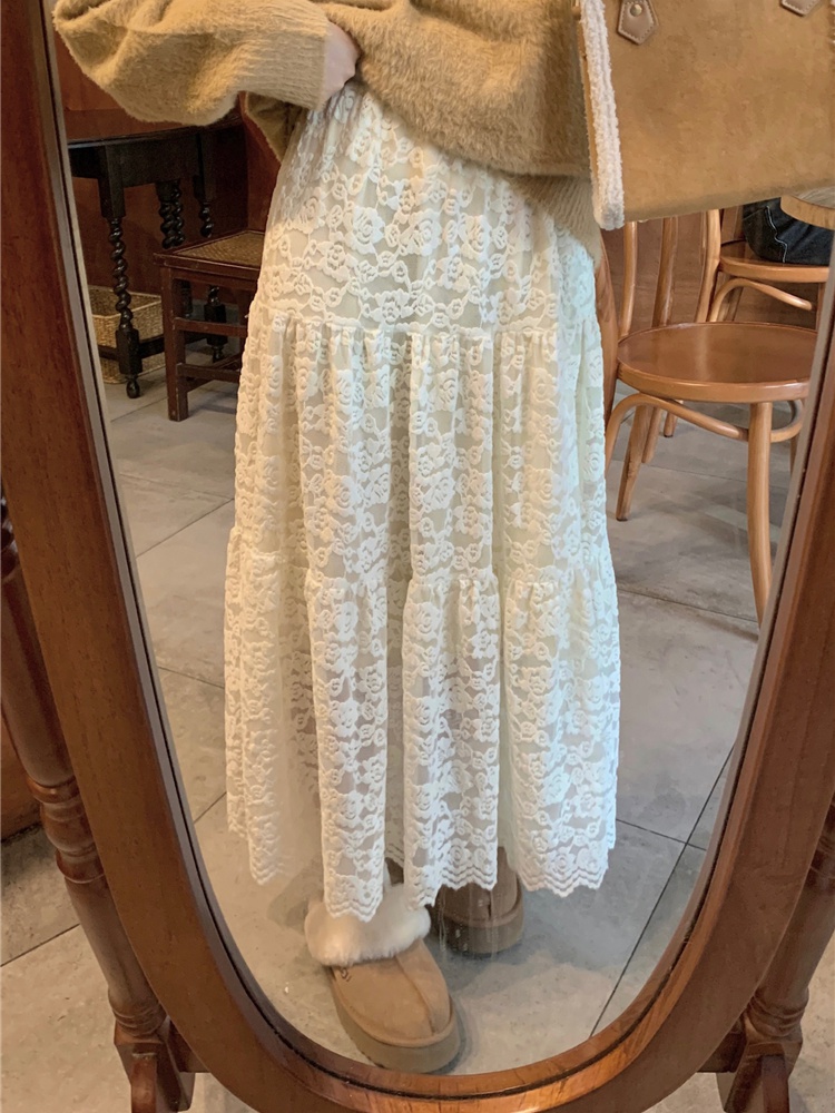 Tender slim all-match A-line plus velvet skirt