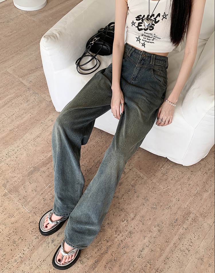 Starry sky pattern wide leg pants Korean style jeans for women