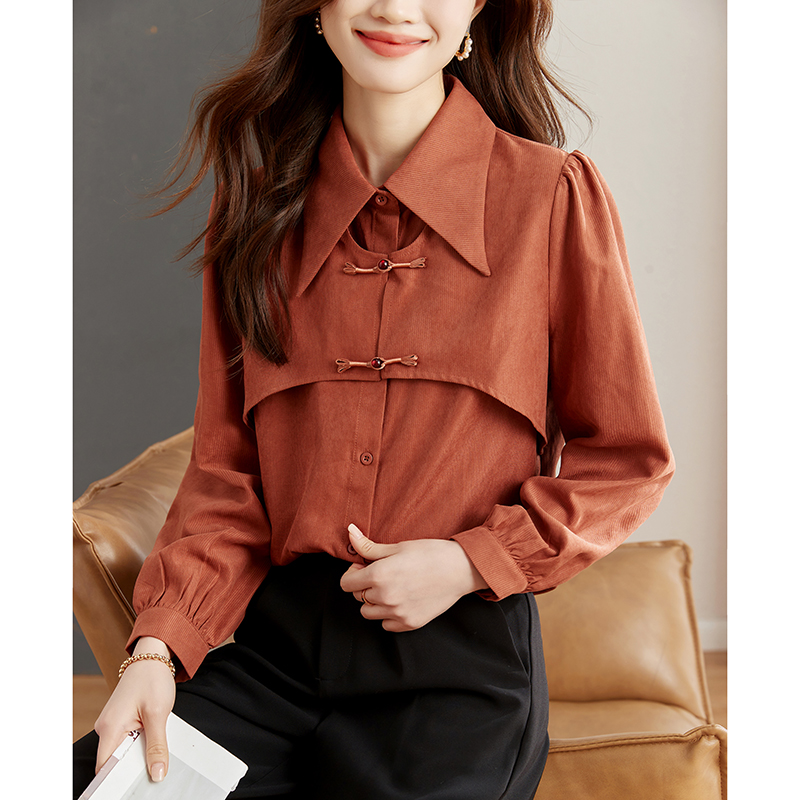 Spring all-match tops long sleeve Korean style shirt for women