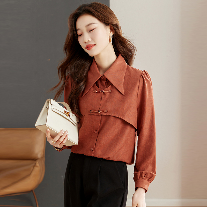 Spring all-match tops long sleeve Korean style shirt for women