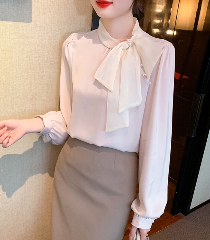 Spring bow shirt Korean style all-match tops for women