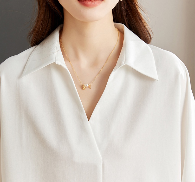 Spring V-neck shirt long sleeve loose tops for women