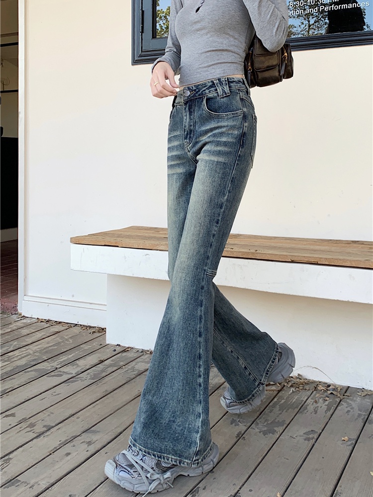 Spring retro jeans straight pants pants for women