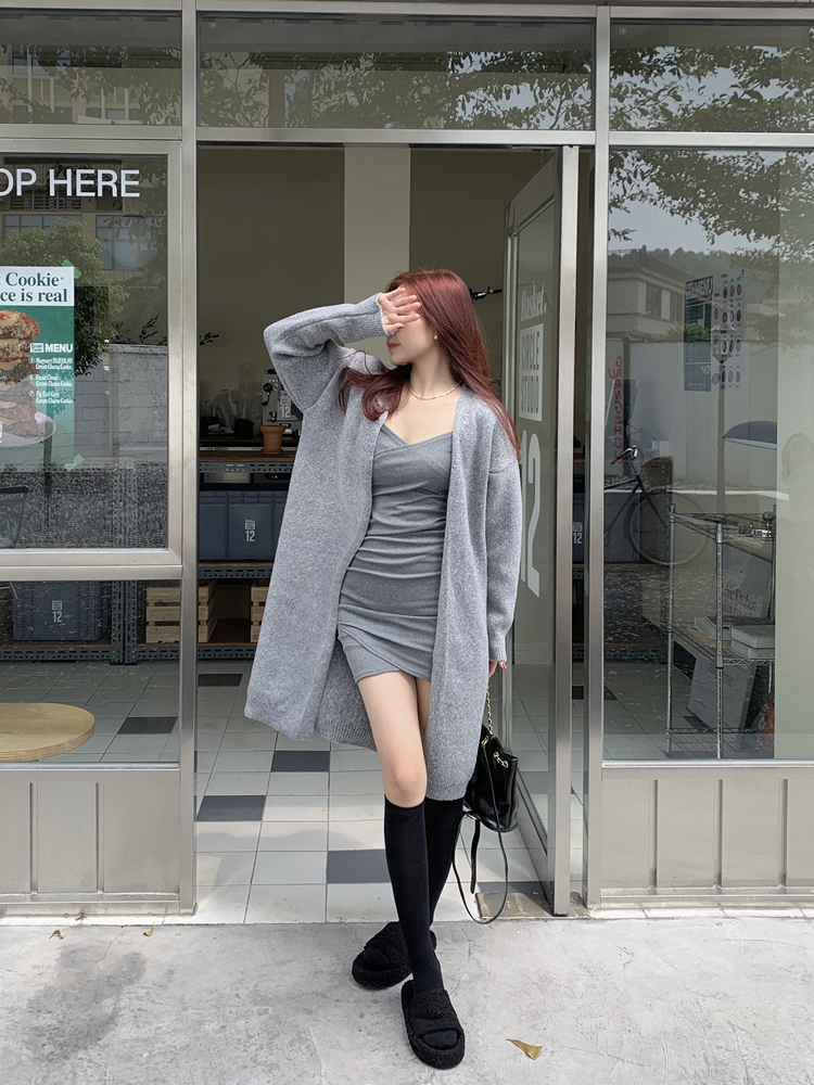 Long all-match pure cardigan Casual knitted coat