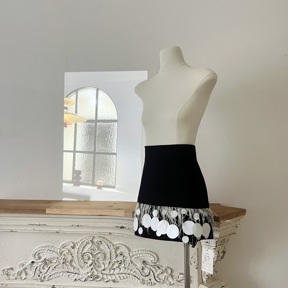 Sequins tassels short skirt winter skirt for women