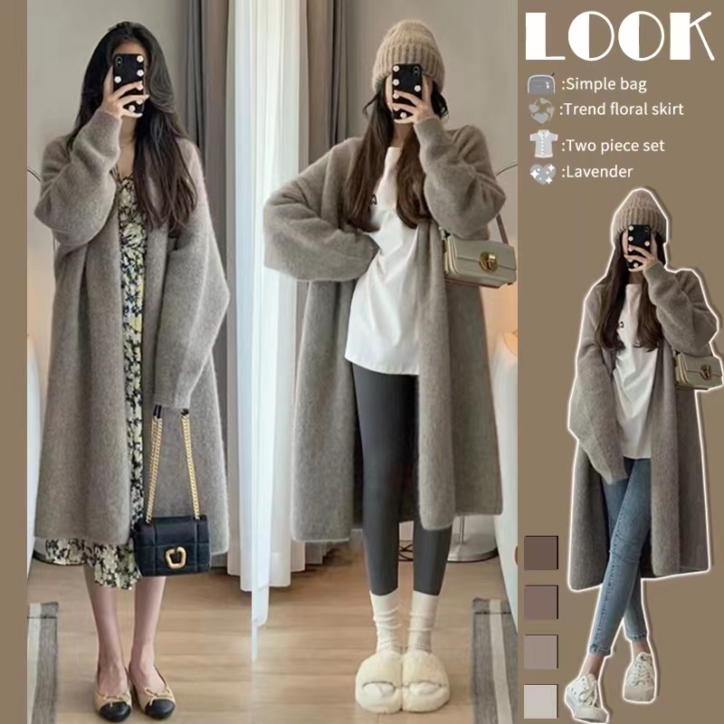 Long knitted cardigan spring autumn and winter tops