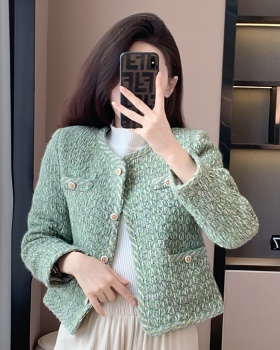 Green temperament tops France style spring woolen coat
