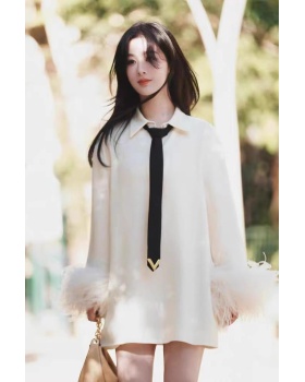 White loose dress spring and autumn shirt for women