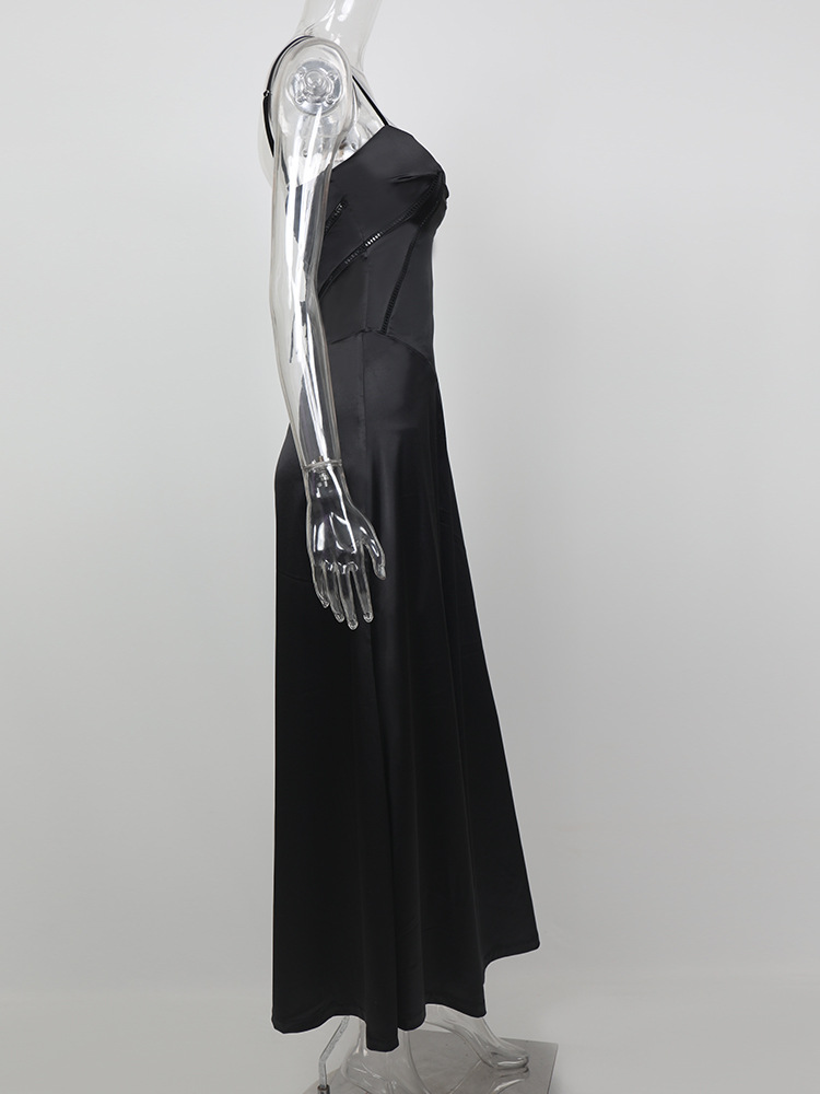 Pure sleeveless long formal dress sexy sling halter dress