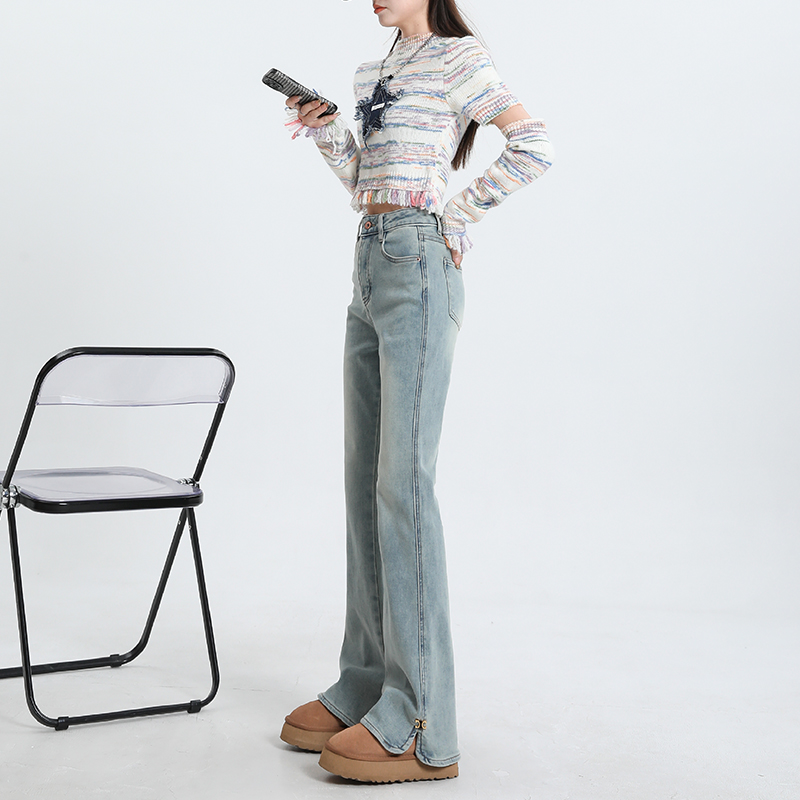 Micro speaker spring pants slim all-match jeans for women
