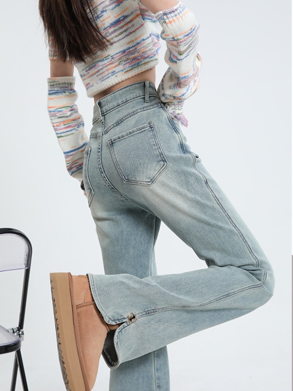Micro speaker spring pants slim all-match jeans for women