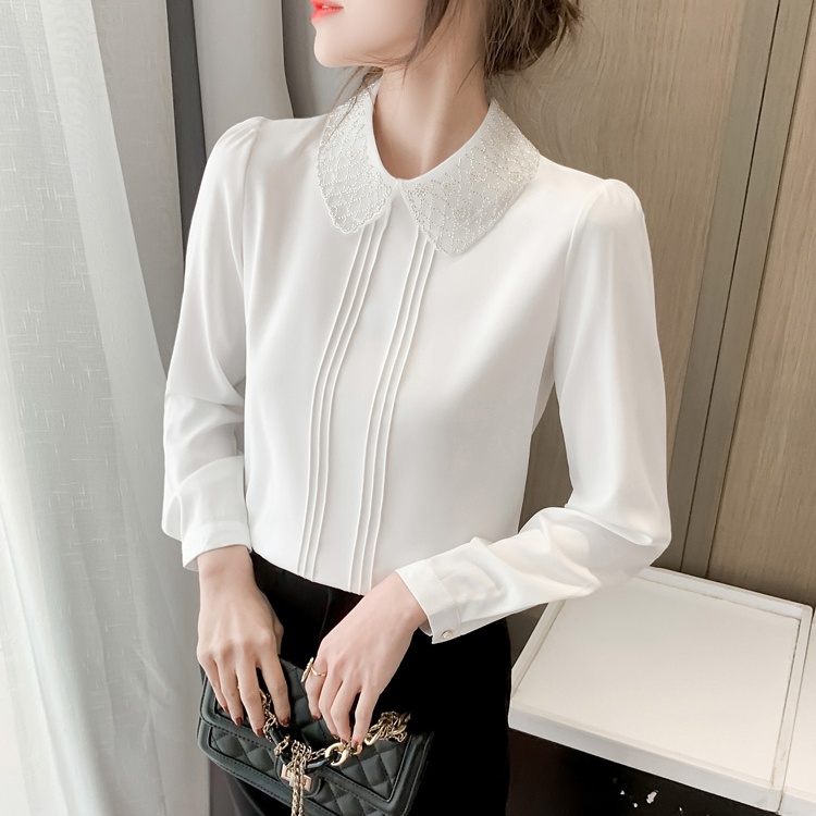 Doll collar spring shirt temperament chiffon tops for women