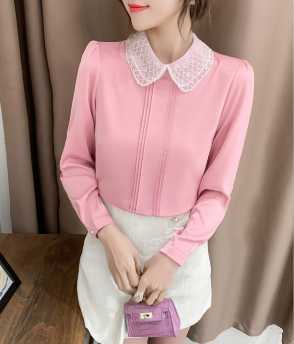 Doll collar spring shirt temperament chiffon tops for women
