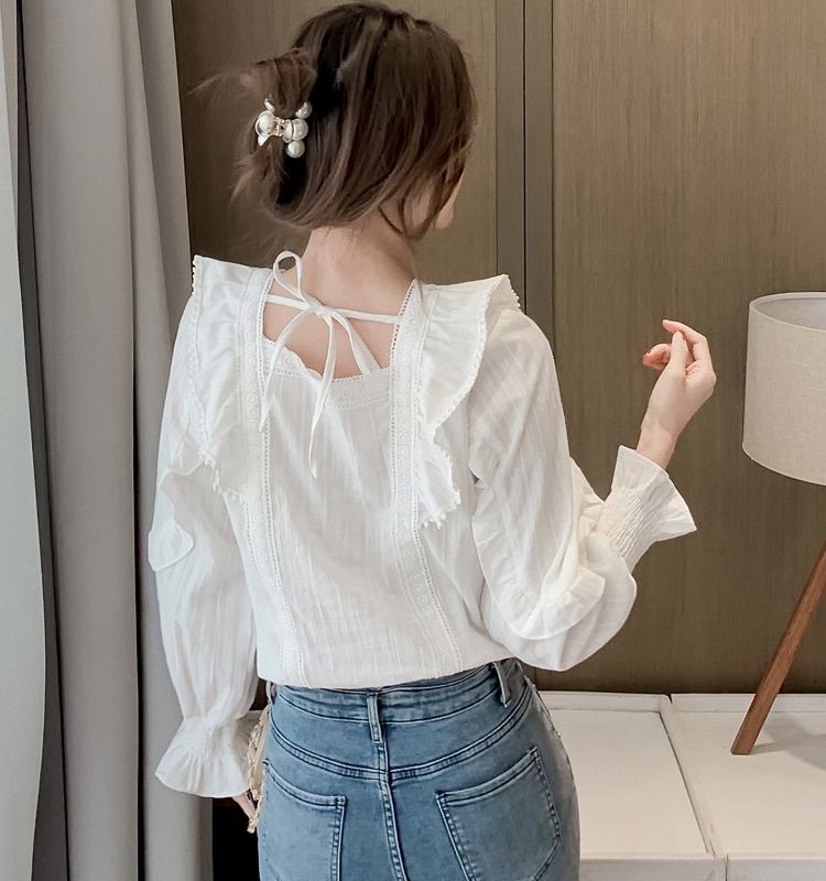 France style autumn tops puff sleeve shirt for women