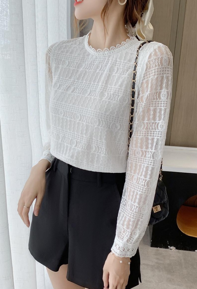 Fashion white tops lace all-match shirts for women