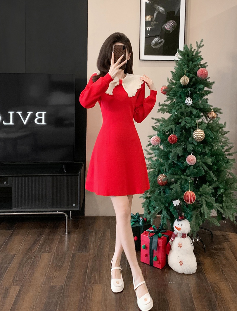 Christmas dress long sleeve sweater dress for women