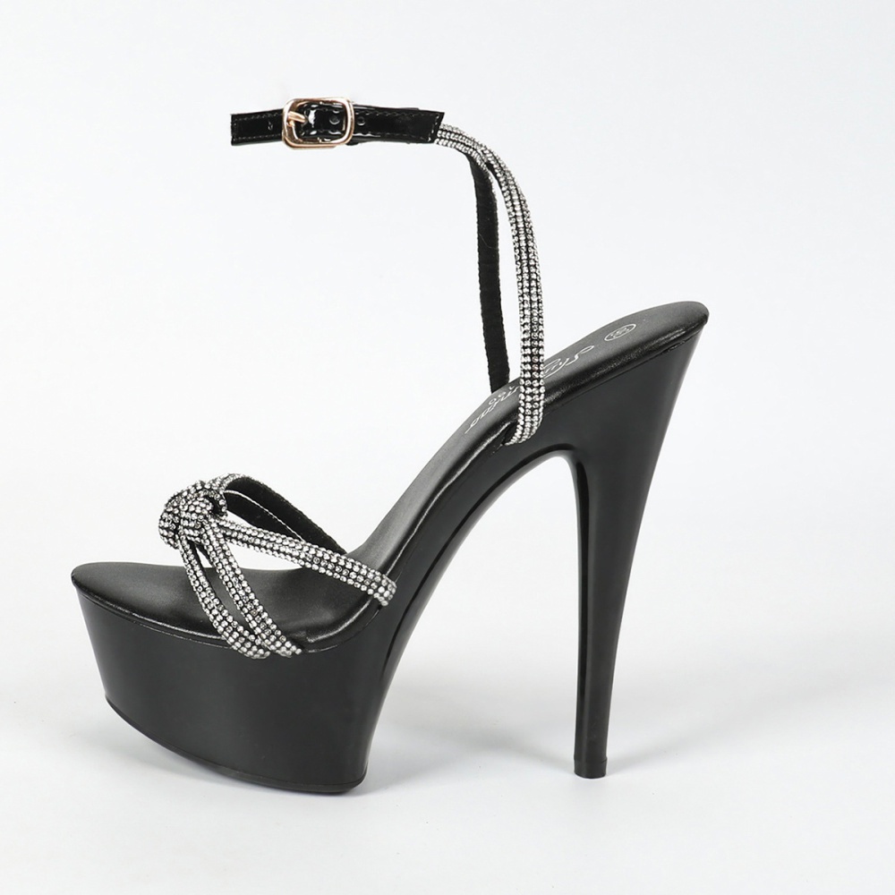 Model European style very high rhinestone high-heeled shoes