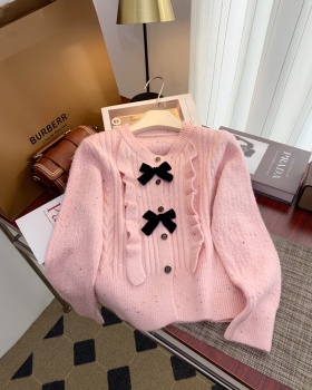 Bow France style sweater thick tops for women