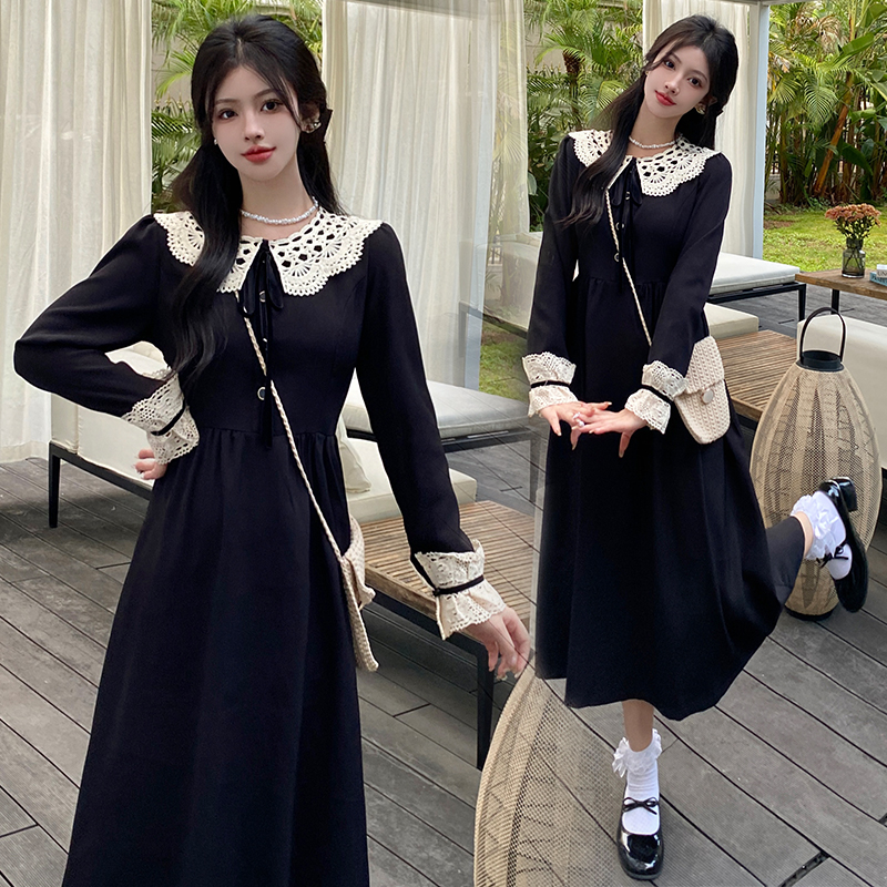 Sweet slim doll collar romantic large yard France style dress
