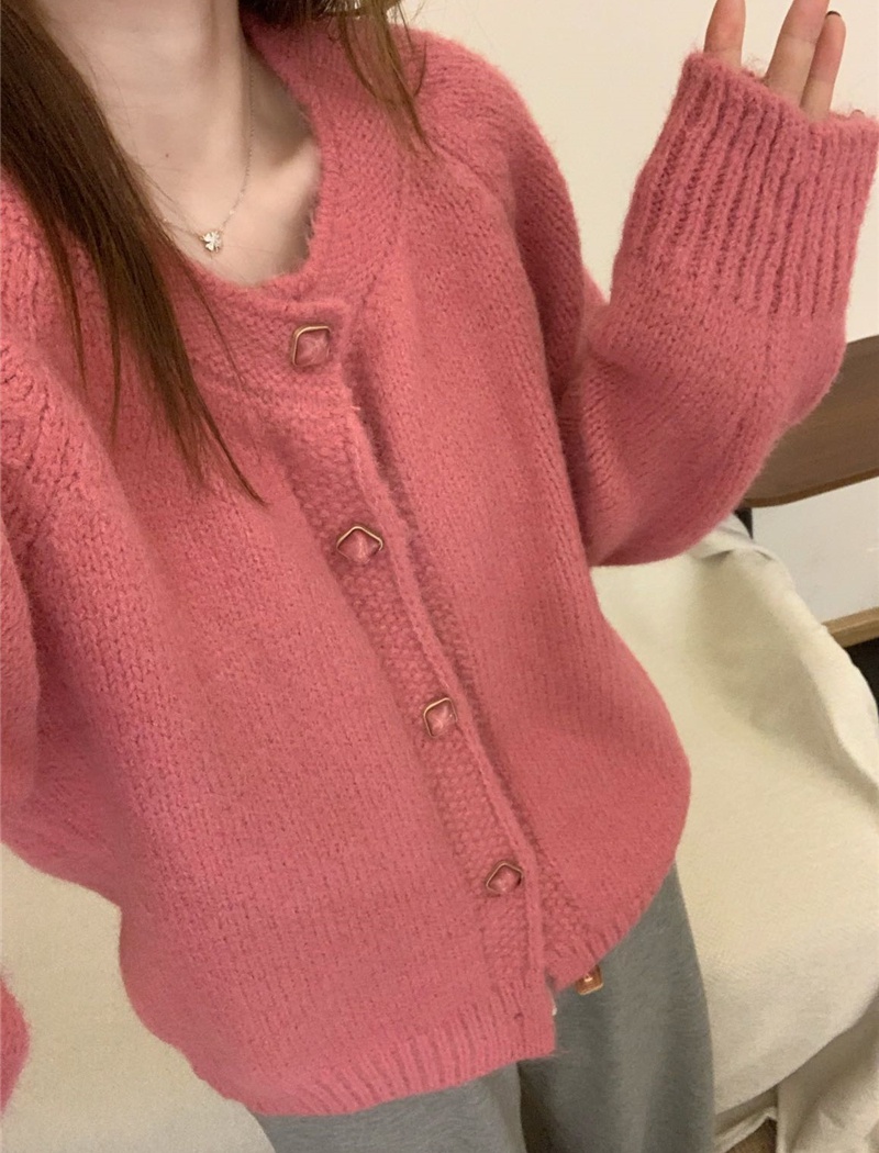 Spring tender knitted sweater lazy unique niche cardigan