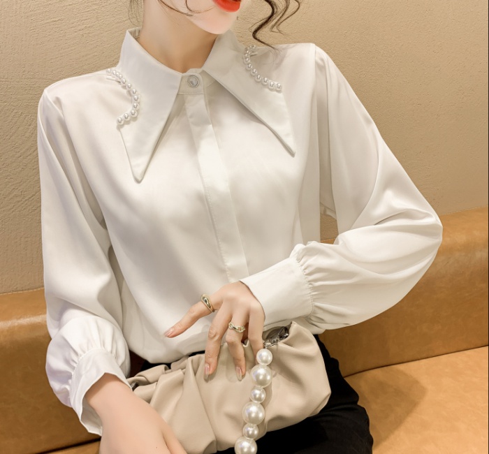 Pearl collar Western style fashion shirt for women