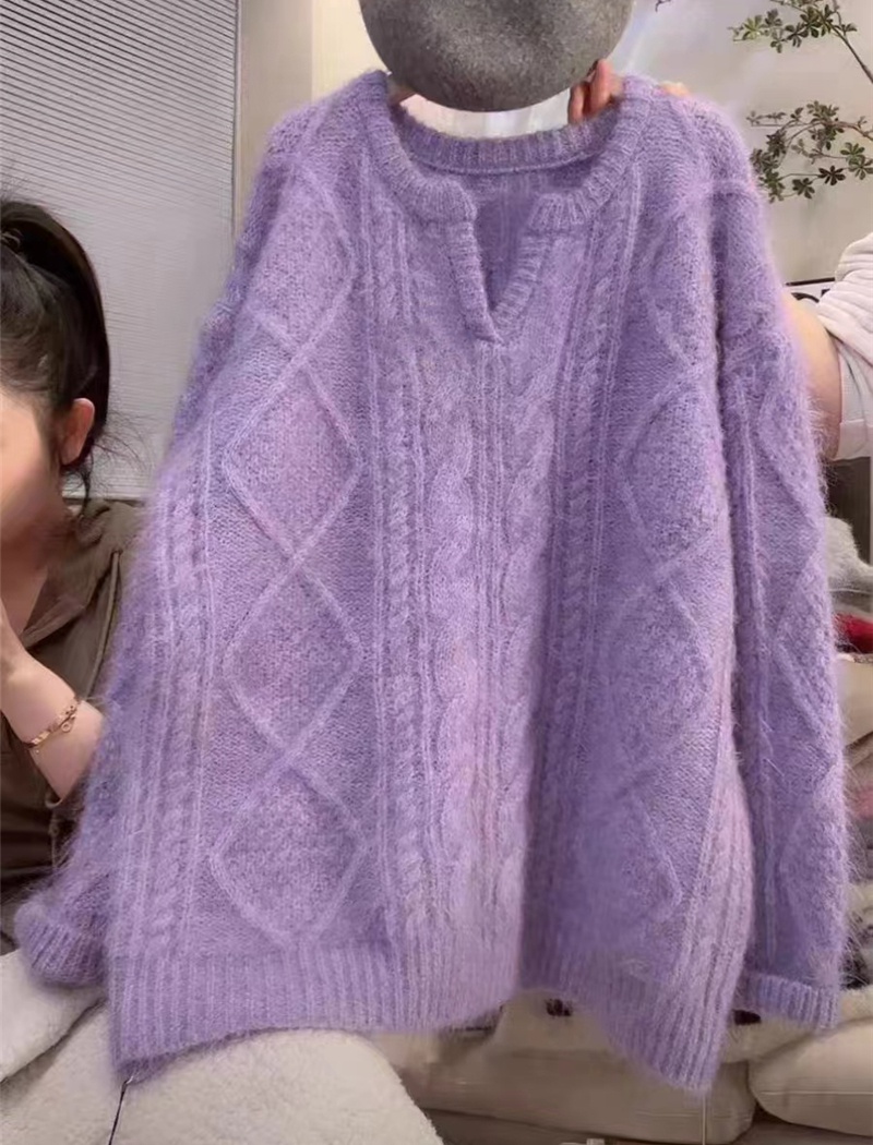 Purple loose lazy tops spring Korean style sweater