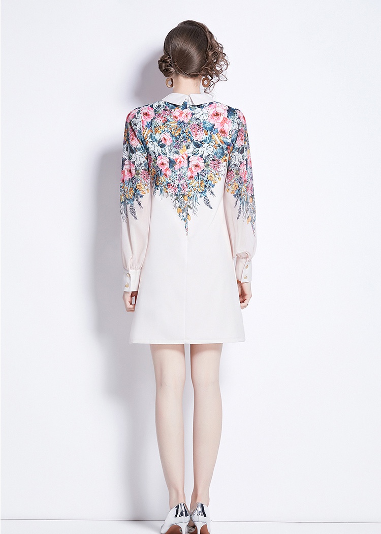 Fashion transparent sleeve spring splice printing dress