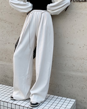Drawstring wide leg autumn and winter long pants for women