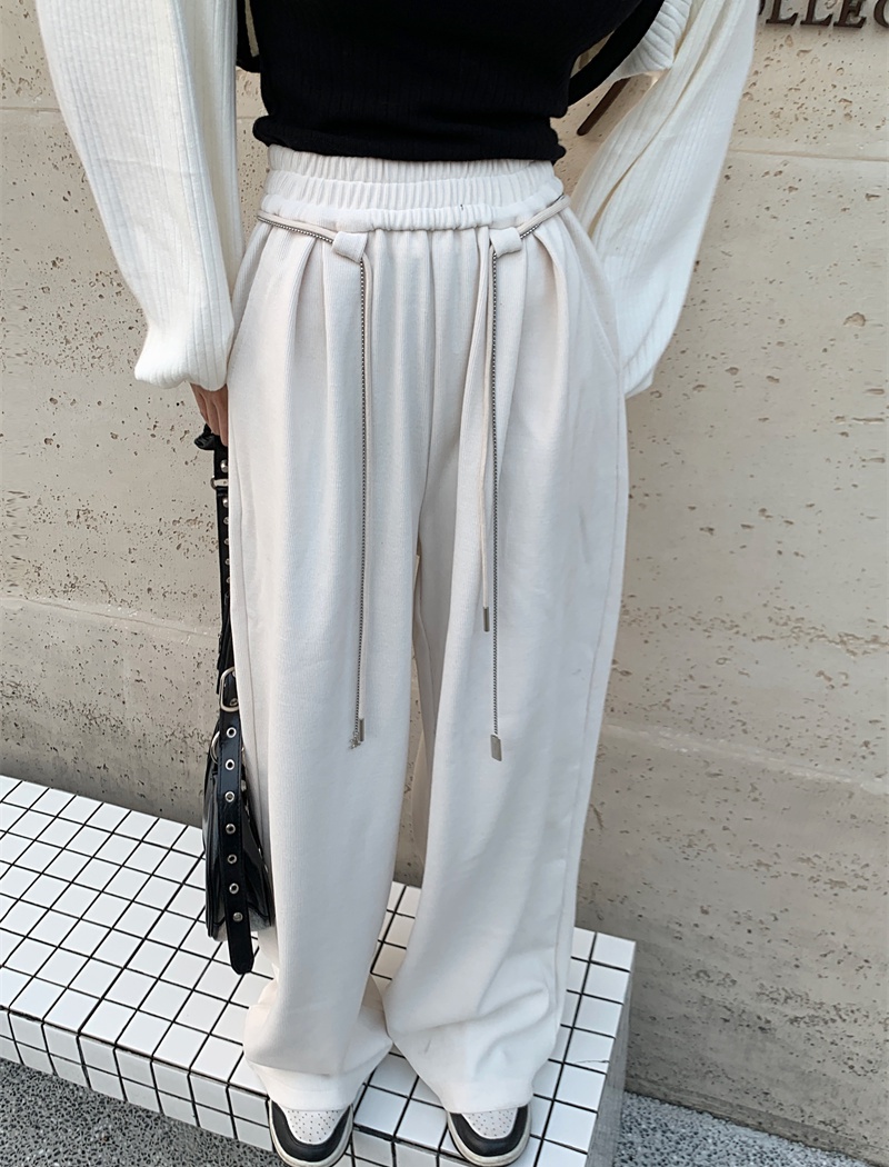 Drawstring wide leg autumn and winter long pants for women