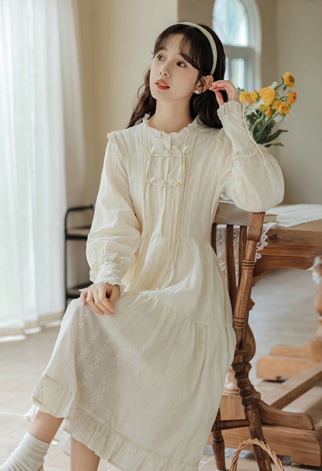 Puff sleeve retro dress Chinese style long dress